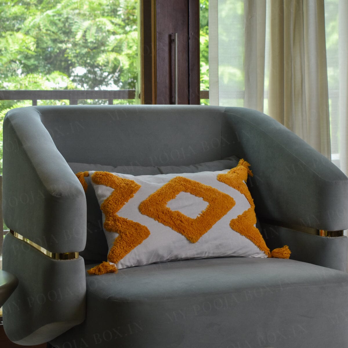 Yellow & White Diamond Cushion Cover