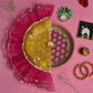 Charming Yellow & Pink Thali Cover