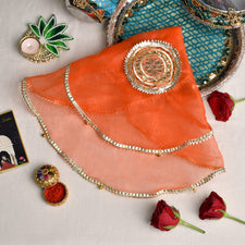 Orange Karwa Chauth Thali Cover