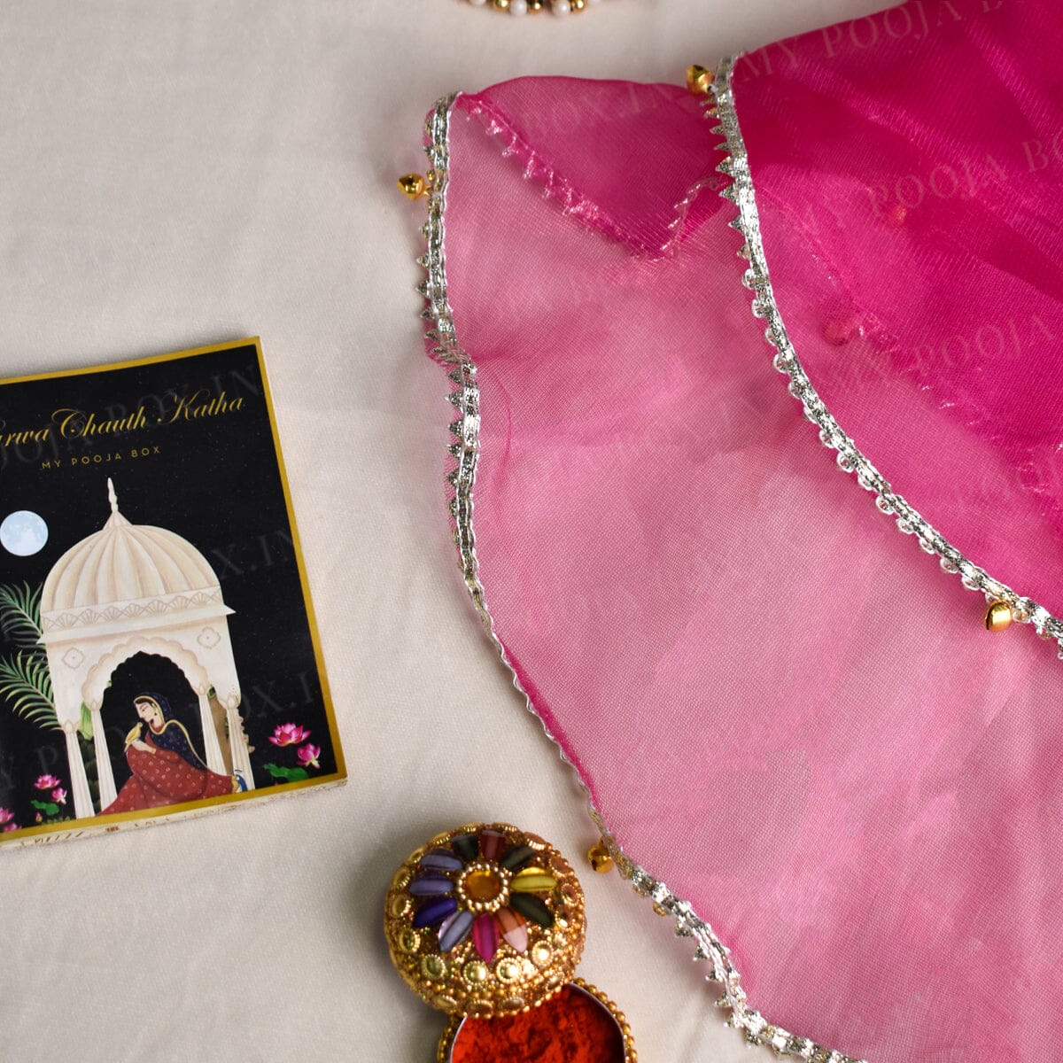 Pink Karwa Chauth Thali Cover