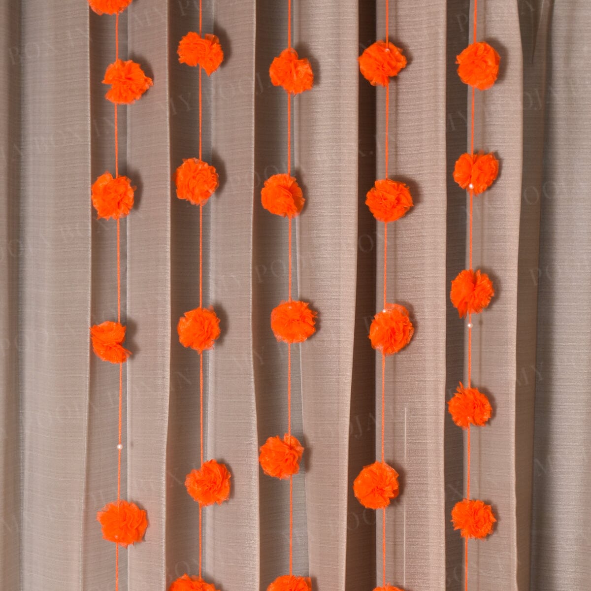 Orange Floral PomPom Backdrop Door Hanging Set Of 5