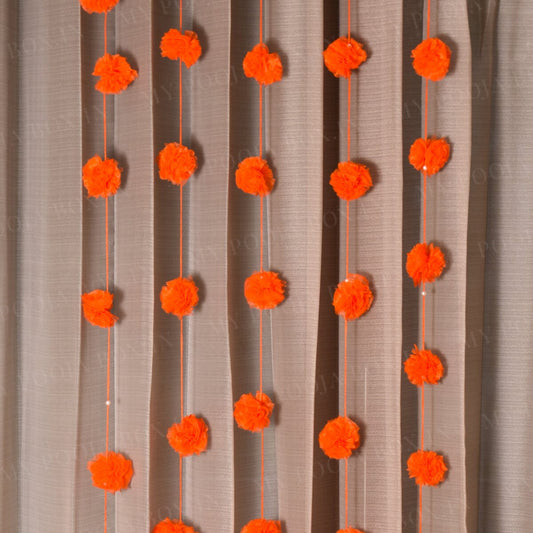 Orange Floral PomPom Backdrop Door Hanging Set Of 5