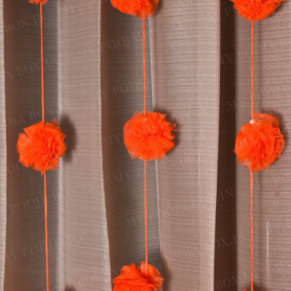 Orange Floral PomPom Door Hanging Set Of 5