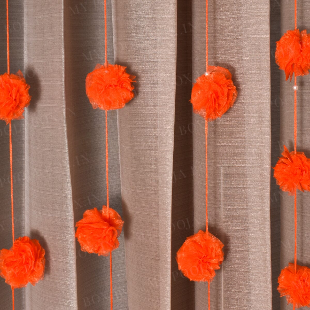 Orange Floral PomPom Door Hanging Set Of 5