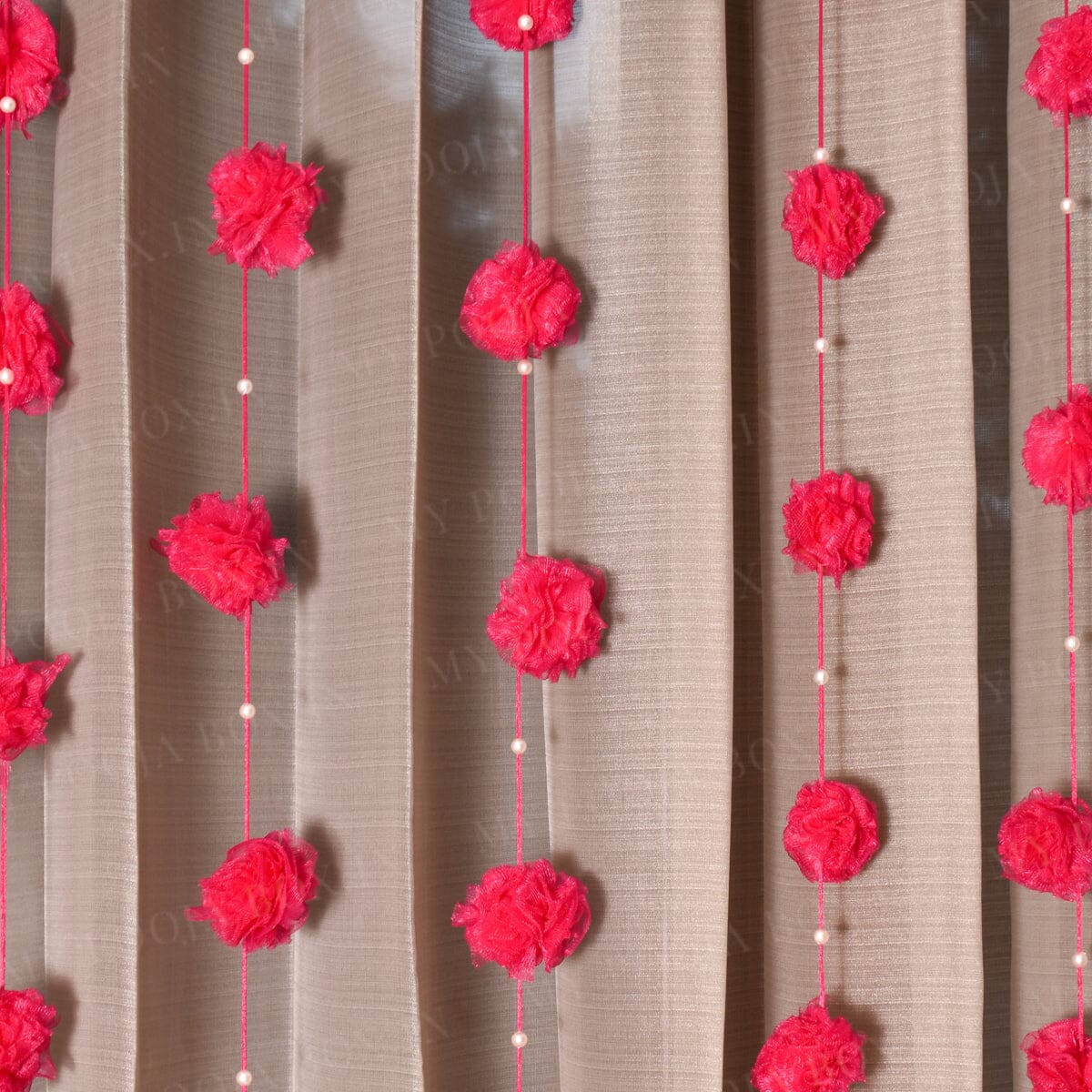Hot Pink Floral PomPom Backdrop Door Hanging Set Of 5