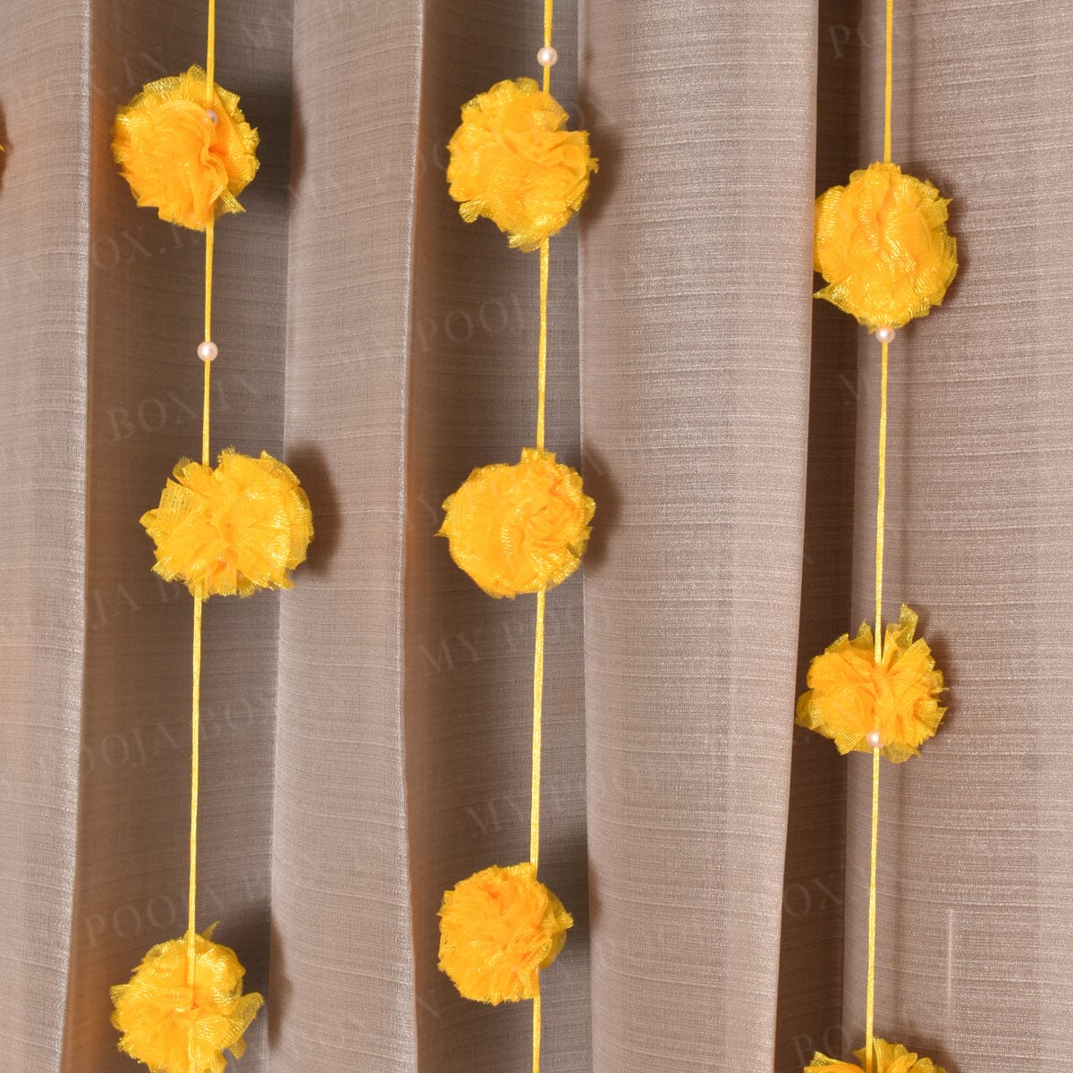 Yellow Floral PomPom Door Hanging Set Of 5