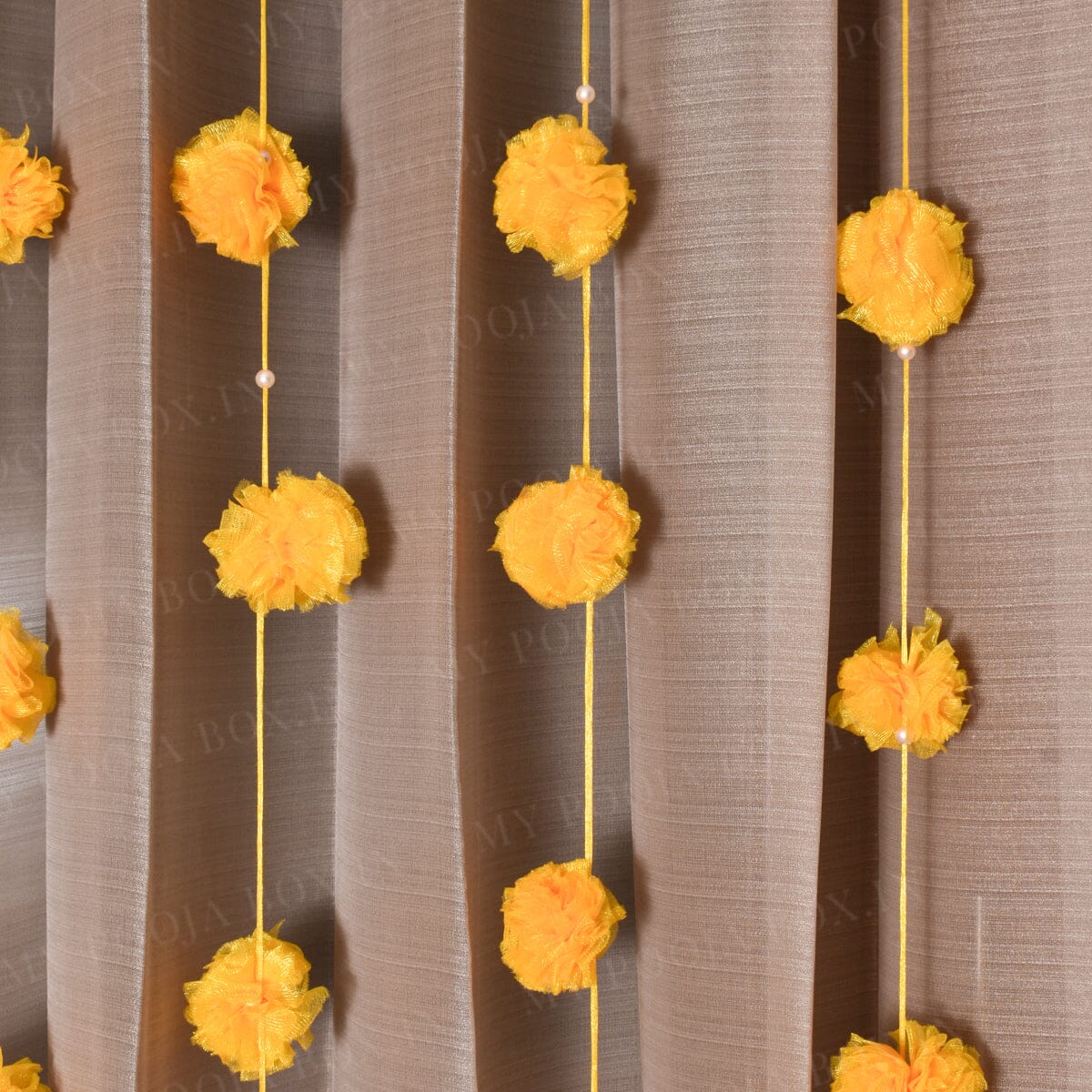 Yellow Floral PomPom Door Hanging Set Of 5