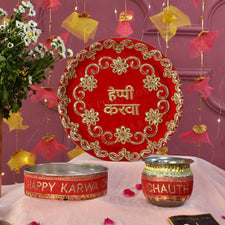 Royal Red Karwa Chauth Thali Set