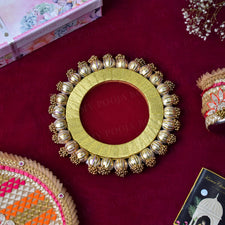 Red & Golden Beaded Seive For Karwa Chauth