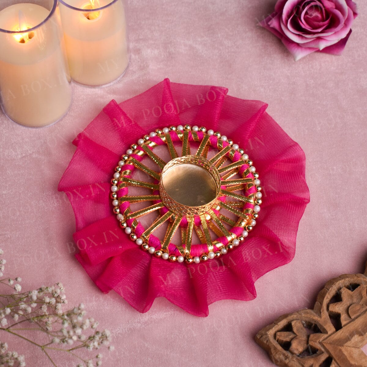 Pink Camellia Decorative T-light Holder