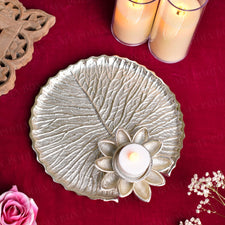 Lotus Leaf Silver Pooja Thali