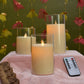 LED Flickering White Acrylic Glass Pillar Candles With Remote (Set of 3)