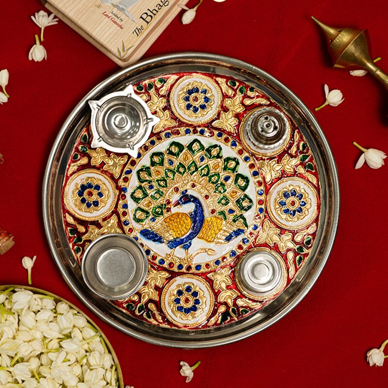 Meenakari Pooja Thali With Samagri