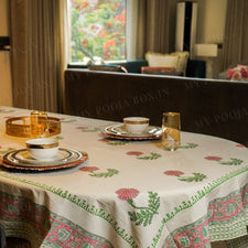 Rustic Charm Block Printed Table Cover