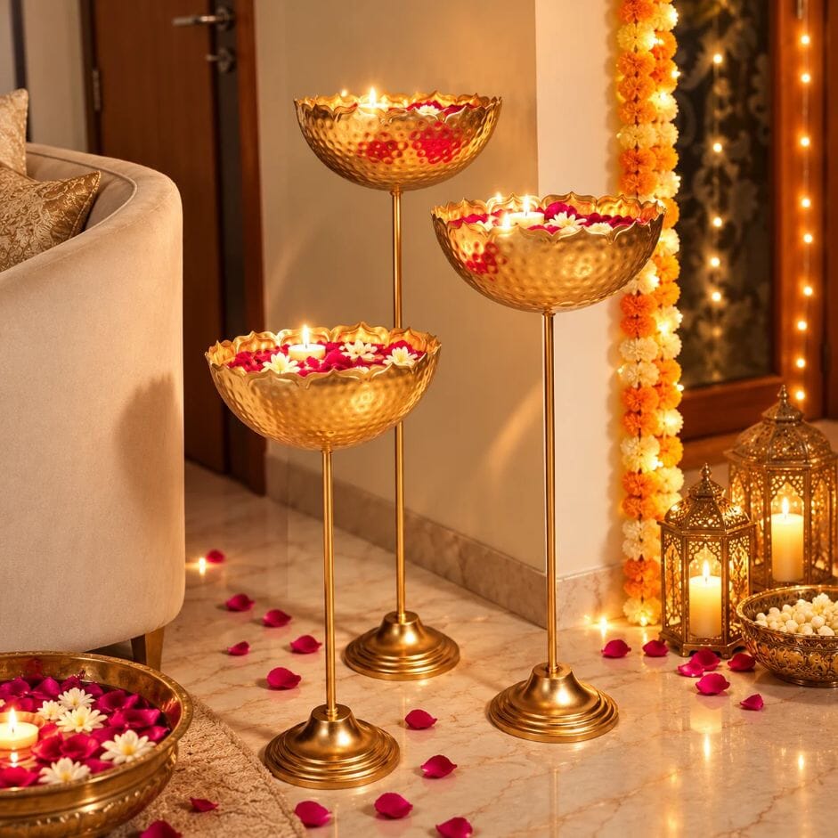 Gold Taj Urli with Stand (Tall)