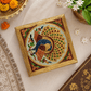 Peacock Golden Design Pooja Chowki