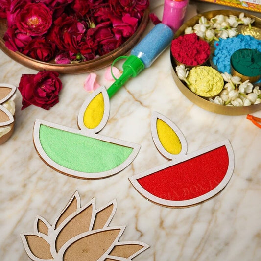 DIY Diya Pattern Rangoli Design Stencil 4 (Set of 2)