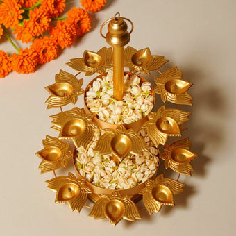 Astounding Layer Lotus Diya Urli Stand