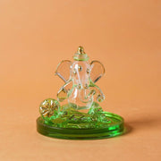 Gold Plated Green Ganesha Glass Idol