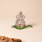 Gold Plated Multi Touch Leaf Ganesha Glass Idols