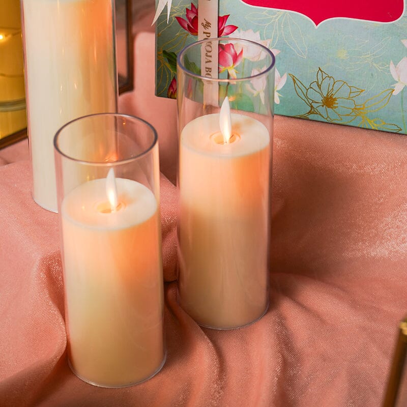 Flameless LED T-Light Pillar Candles Gift Box