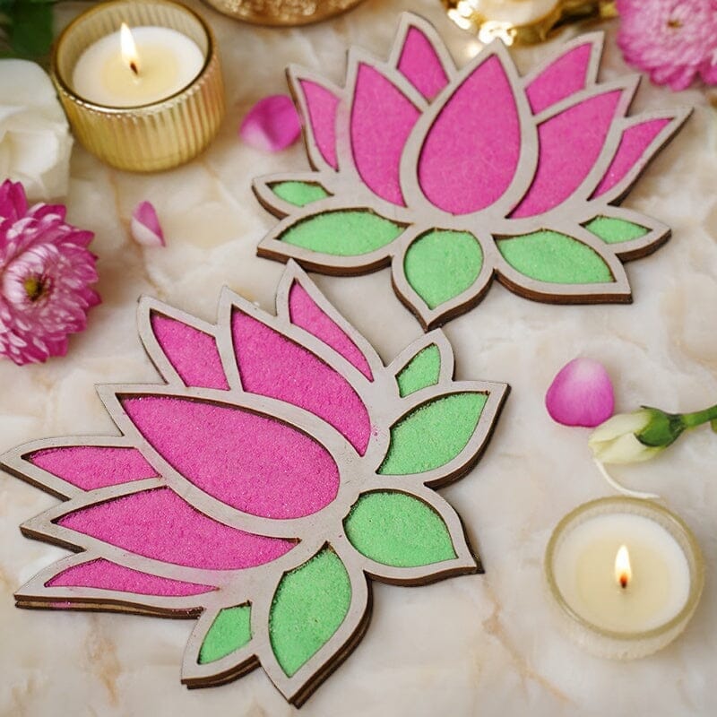 DIY Lotus Pattern Rangoli Design Stencil 4" (Set of 2)