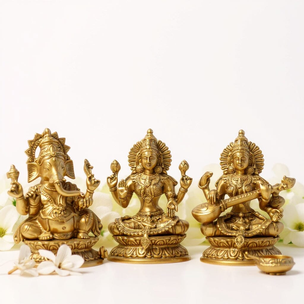 Traditional Antique Laxmi Ganesha Saraswati Idol