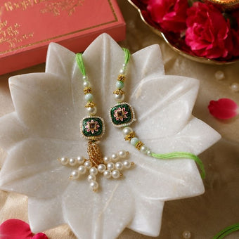 Luxurious Pearl Tassel Bhaiya Bhabhi Rakhi