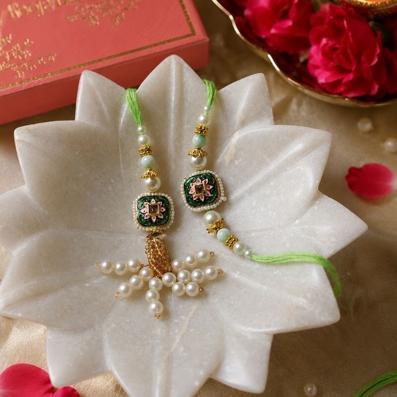 Luxurious Pearl Tassel Bhaiya Bhabhi Rakhi