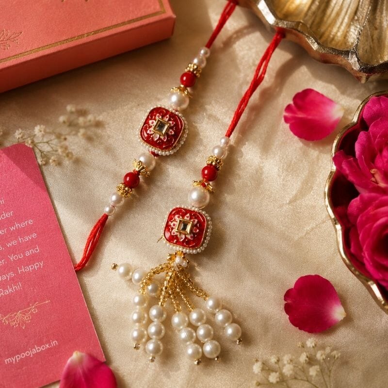 Luxurious Pearl Tassel Bhaiya Bhabhi Rakhi