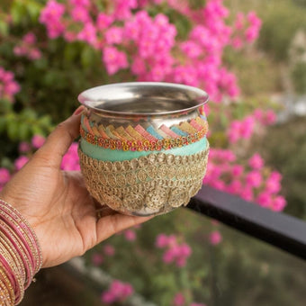 Mint Blue Gota Karwa Chauth Thali Set