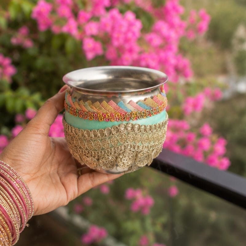 Mint Blue Gota Karwa Chauth Thali Set