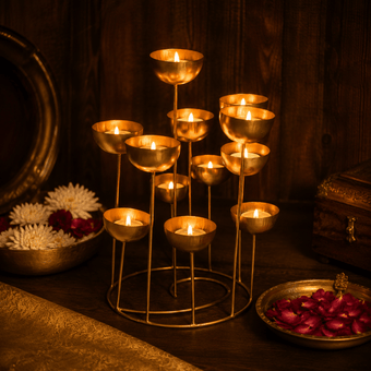Elegant Gold Tabletop Tea Light Holder