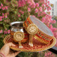 Bright Orange Gota Karwa Chauth Thali Set