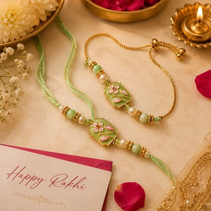Elegant Beaded Blossom Bhaiya Bhabhi Rakhi