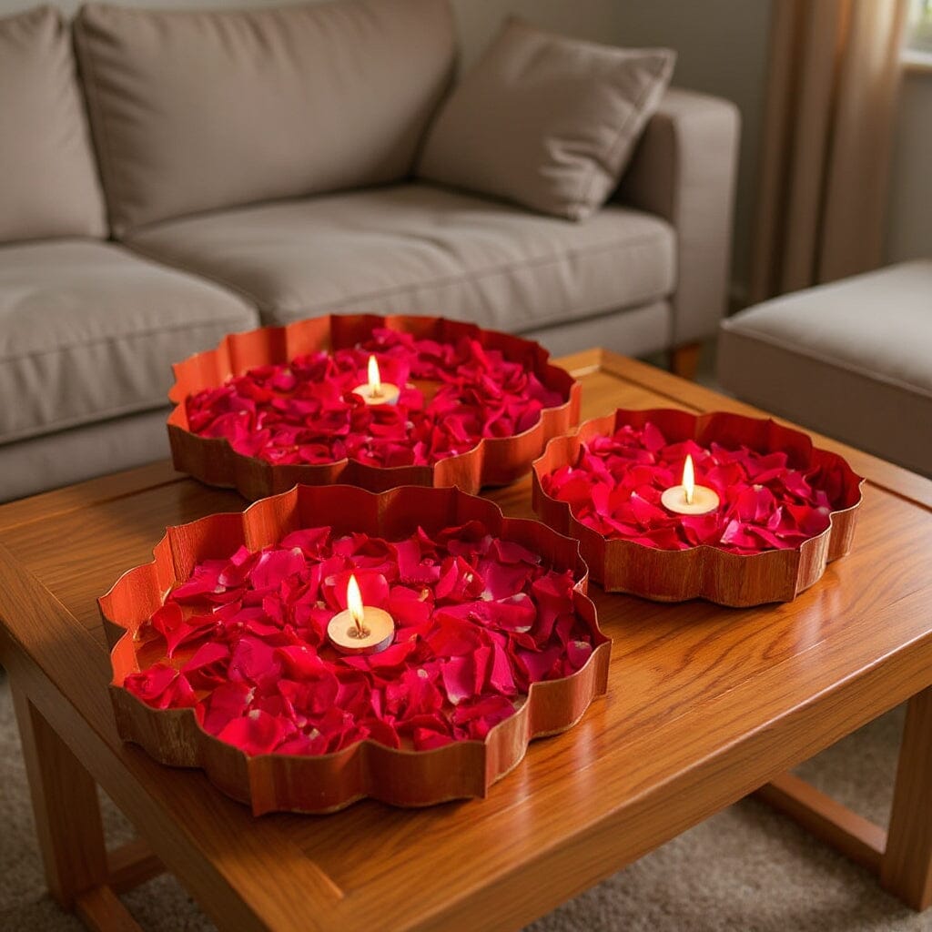 Orange And Gold Metal Lotus Urli