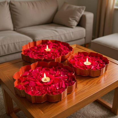 Orange And Gold Metal Lotus Urli