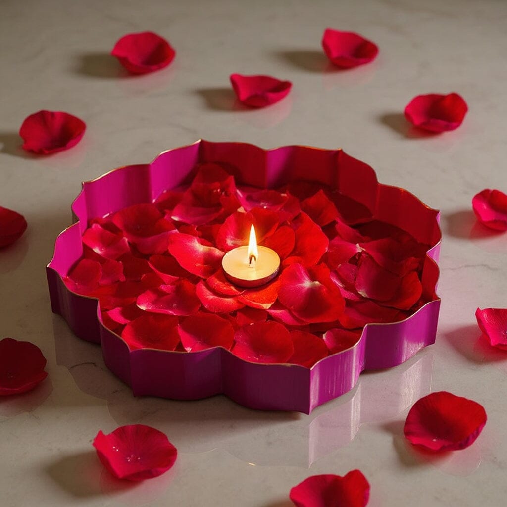 Pink And Gold Metal Lotus Urli