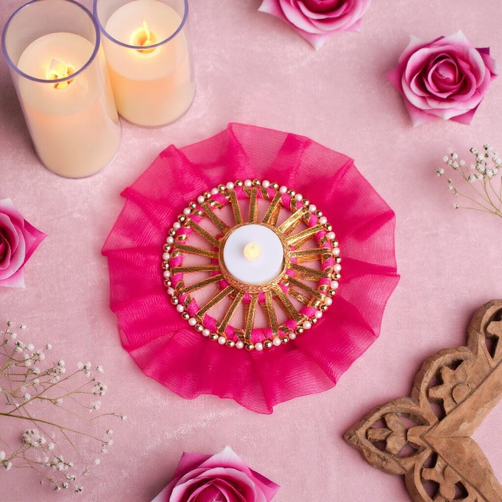 Pink Camellia Decorative T-light Holder