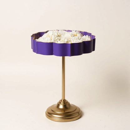 Violet And Gold Lotus Urli With Stand