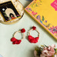 Minimalist Rose Hoops Red Earring Set