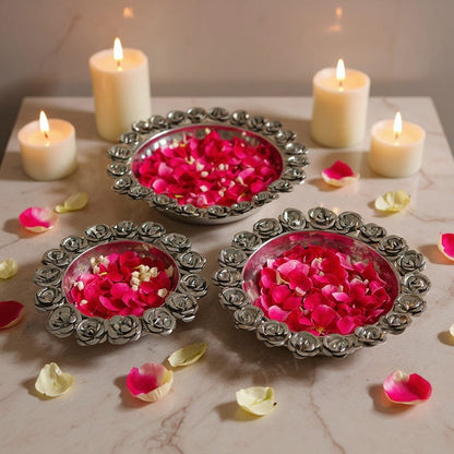 Rose Beautiful Silver Finish Urli