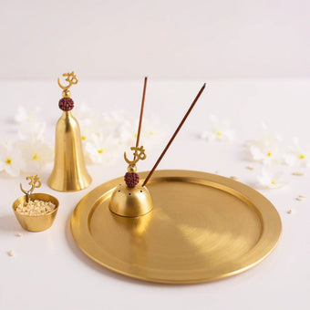 Golden Rudraksha Pooja Thali Set