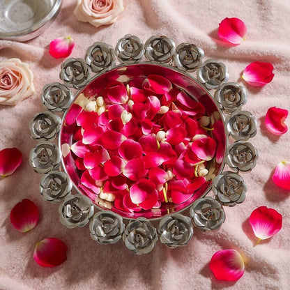 Rose Beautiful Silver Finish Urli
