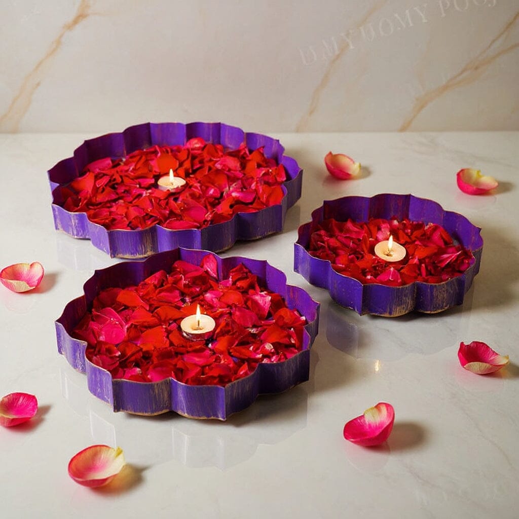 Violet And Gold Metal Lotus Urli