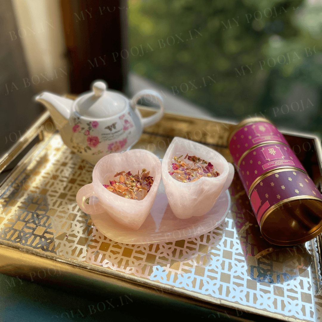 Tea for Two Rose Quartz Heart Cup Set