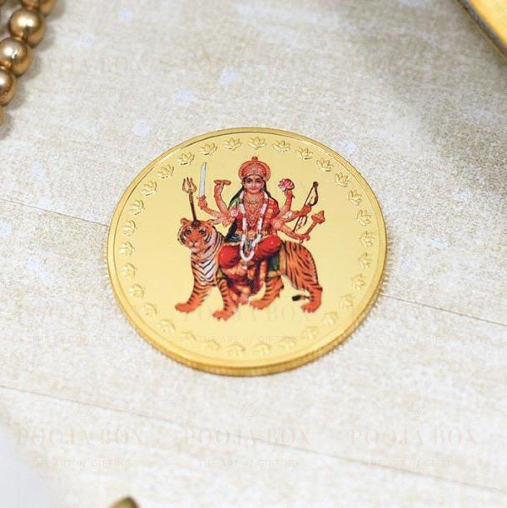 24K Gold Foil Durga Maa Coin & Bar