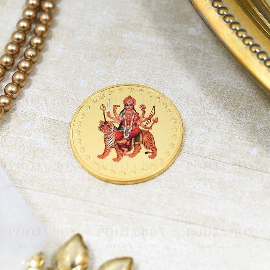24K Gold Foil Durga Maa Coin & Bar