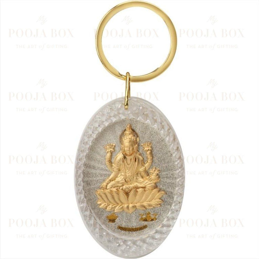 24K Gold Foil Laxmi Oval Keychain Keychain