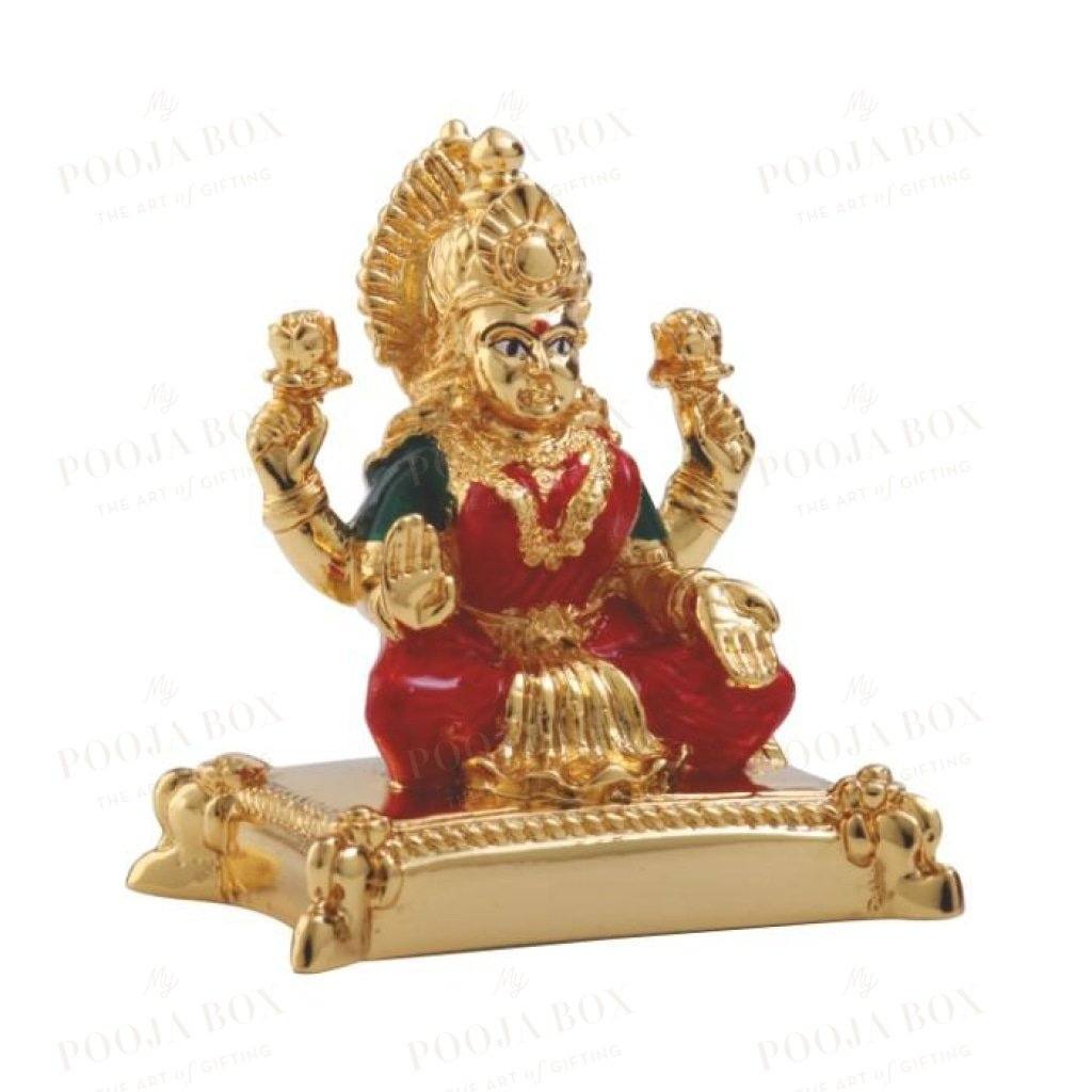 24K Gold Foil Red N Green Laxmi Idols